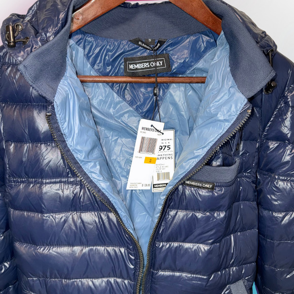 MEMBERS ONLY Men's Puffer Full-Zip Hooded Jacket in Navy - S - Picture 4 of 15